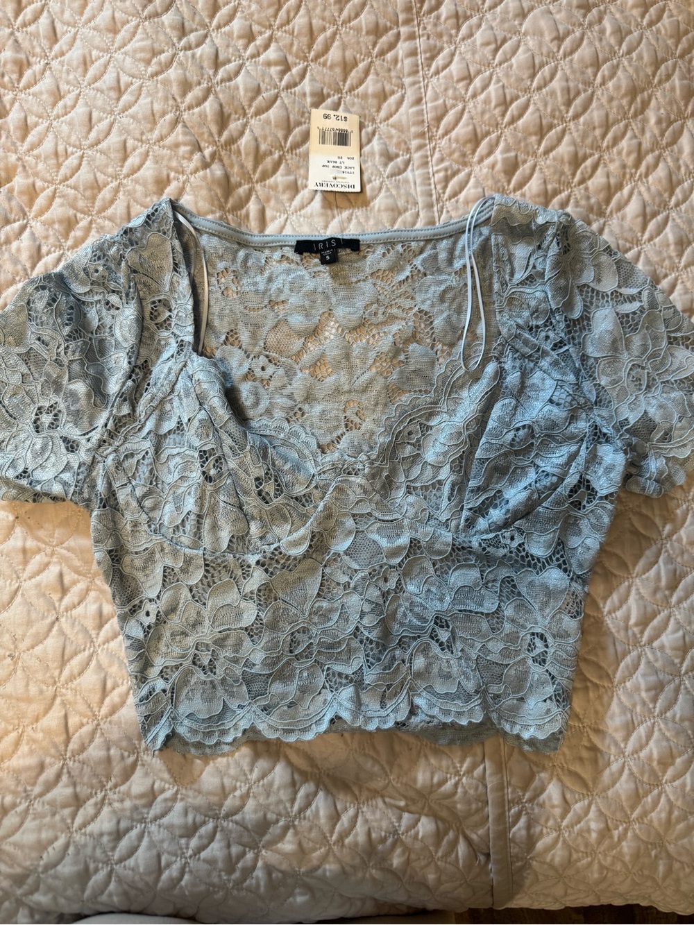 Discovery Light Blue Lace Crop Top